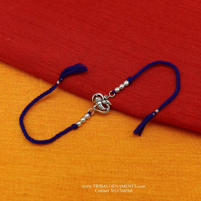 Bracelets TRIBAL ORNAMENTS 925 sterling silver handmade Ganesha design Rakhi Bracelet amazing stylish gift for Rakshabandhan rk76