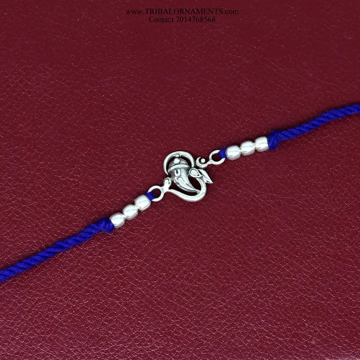 Bracelets TRIBAL ORNAMENTS 925 sterling silver handmade Ganesha design Rakhi Bracelet amazing stylish gift for Rakshabandhan rk76