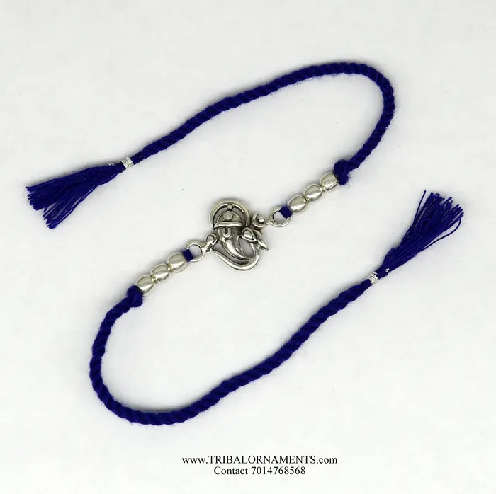 Bracelets TRIBAL ORNAMENTS 925 sterling silver handmade Ganesha design Rakhi Bracelet amazing stylish gift for Rakshabandhan rk76