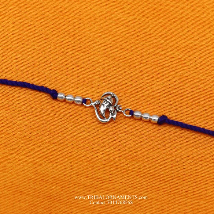 Bracelets TRIBAL ORNAMENTS 925 sterling silver handmade Ganesha design Rakhi Bracelet amazing stylish gift for Rakshabandhan rk76