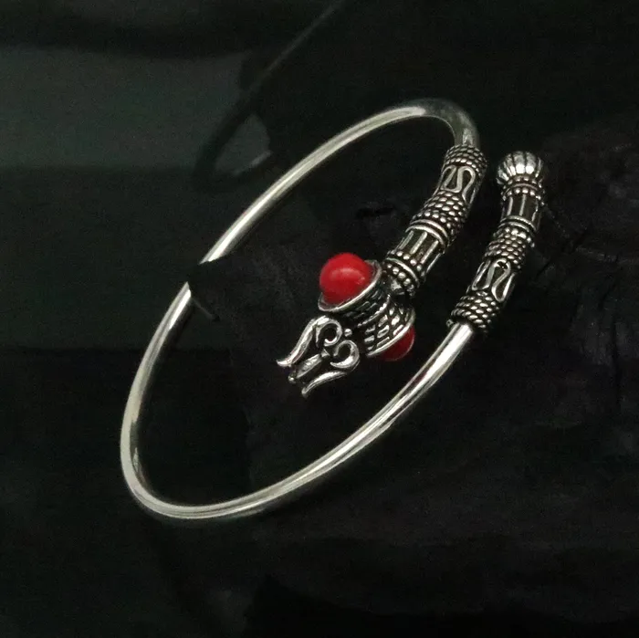 Bracelets TRIBAL ORNAMENTS 925 Sterling silver handmade lord Shiva Trident customized bangle bracelet kada bahubali kadashiva kada unisex adjustable bracelet nssk20