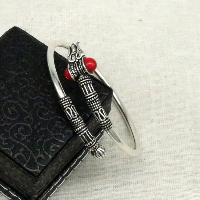 Bracelets TRIBAL ORNAMENTS 925 Sterling silver handmade lord Shiva Trident customized bangle bracelet kada bahubali kadashiva kada unisex adjustable bracelet nssk20