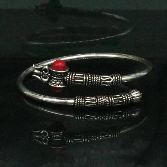Bracelets TRIBAL ORNAMENTS 925 Sterling silver handmade lord Shiva Trident customized bangle bracelet kada bahubali kadashiva kada unisex adjustable bracelet nssk20