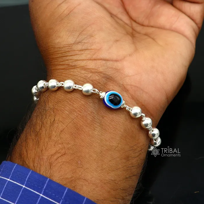 Bracelets TRIBAL ORNAMENTS 925 sterling silver handmade silver beaded evil eye bracelet amazing stylish unisex cultural trendy bracelet all sizes jewelry sbr463 Bracelets TRIBAL ORNAMENTS 925 sterling silver handmade silver beaded evil eye bracelet amazing stylish unisex cultural trendy bracelet all sizes jewelry sbr463