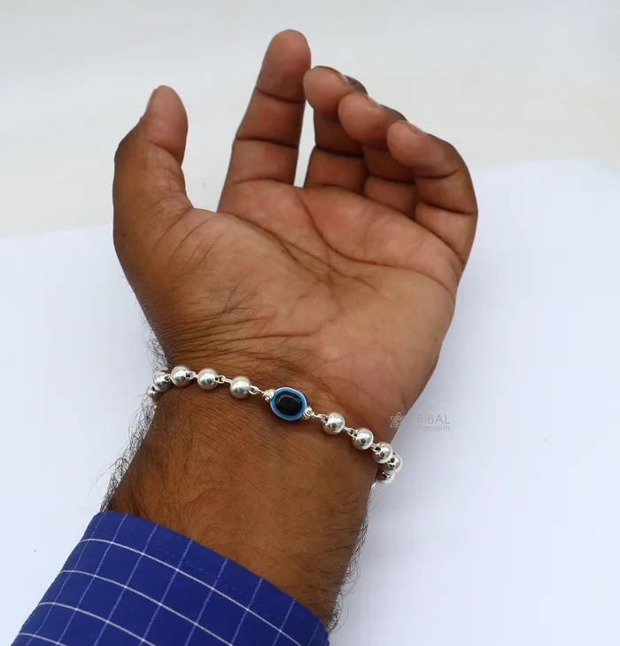 Bracelets TRIBAL ORNAMENTS 925 sterling silver handmade silver beaded evil eye bracelet amazing stylish unisex cultural trendy bracelet all sizes jewelry sbr463 Bracelets TRIBAL ORNAMENTS 925 sterling silver handmade silver beaded evil eye bracelet amazing stylish unisex cultural trendy bracelet all sizes jewelry sbr463