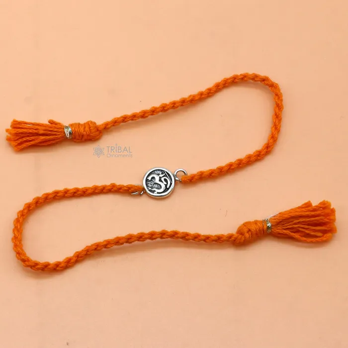Bracelets TRIBAL ORNAMENTS 925 Sterling silver HINDU Mantra Aum OM design pendant Rakhi bracelet best gift for your brothers on special Rakshabandhan festival rk315 Bracelets TRIBAL ORNAMENTS 925 Sterling silver HINDU Mantra Aum OM design pendant Rakhi bracelet best gift for your brothers on special Rakshabandhan festival rk315