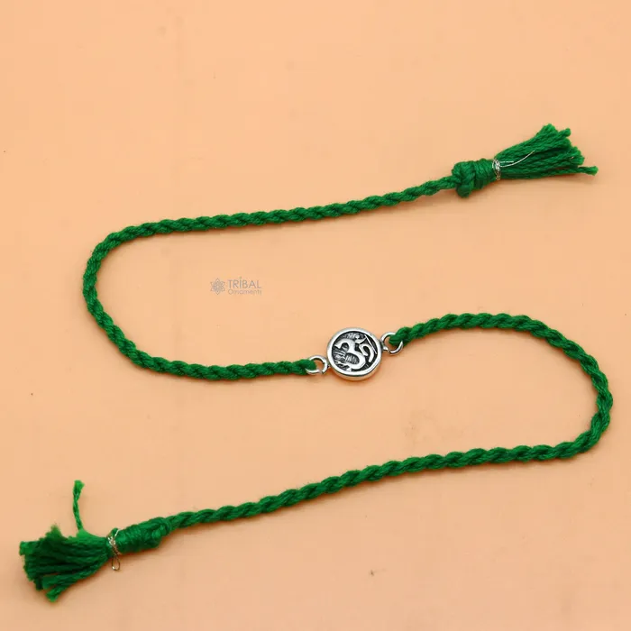 Bracelets TRIBAL ORNAMENTS 925 Sterling silver HINDU Mantra Aum OM design pendant Rakhi bracelet best gift for your brothers on special Rakshabandhan festival rk315 Bracelets TRIBAL ORNAMENTS 925 Sterling silver HINDU Mantra Aum OM design pendant Rakhi bracelet best gift for your brothers on special Rakshabandhan festival rk315