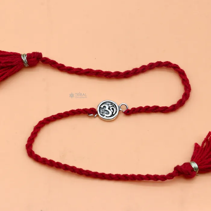 Bracelets TRIBAL ORNAMENTS 925 Sterling silver HINDU Mantra Aum OM design pendant Rakhi bracelet best gift for your brothers on special Rakshabandhan festival rk315 Bracelets TRIBAL ORNAMENTS 925 Sterling silver HINDU Mantra Aum OM design pendant Rakhi bracelet best gift for your brothers on special Rakshabandhan festival rk315