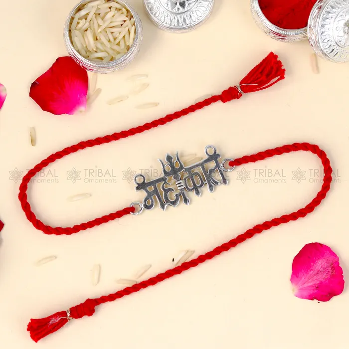 Bracelets TRIBAL ORNAMENTS 925 Sterling silver Lord Mahakal design pendant Rakhi bracelet Rakshabandhan festival rk347 Bracelets TRIBAL ORNAMENTS 925 Sterling silver Lord Mahakal design pendant Rakhi bracelet Rakshabandhan festival rk347