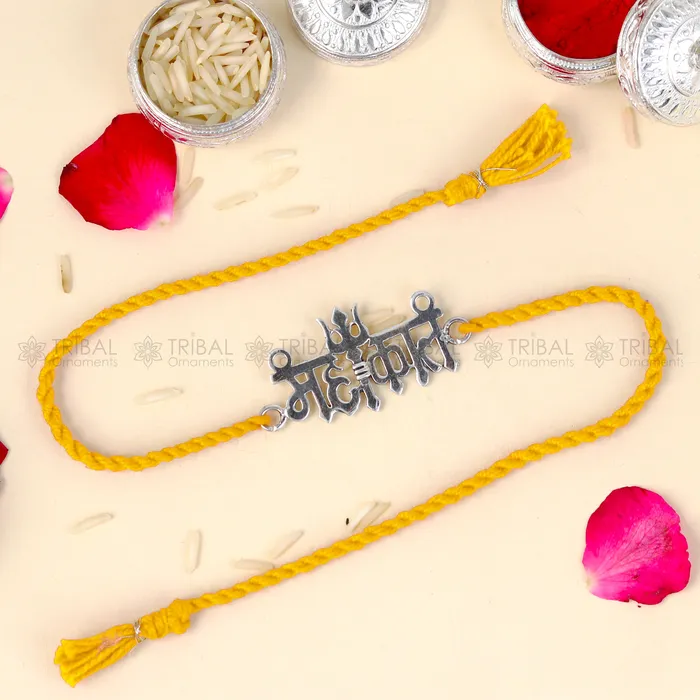 Bracelets TRIBAL ORNAMENTS 925 Sterling silver Lord Mahakal design pendant Rakhi bracelet Rakshabandhan festival rk347 Bracelets TRIBAL ORNAMENTS 925 Sterling silver Lord Mahakal design pendant Rakhi bracelet Rakshabandhan festival rk347