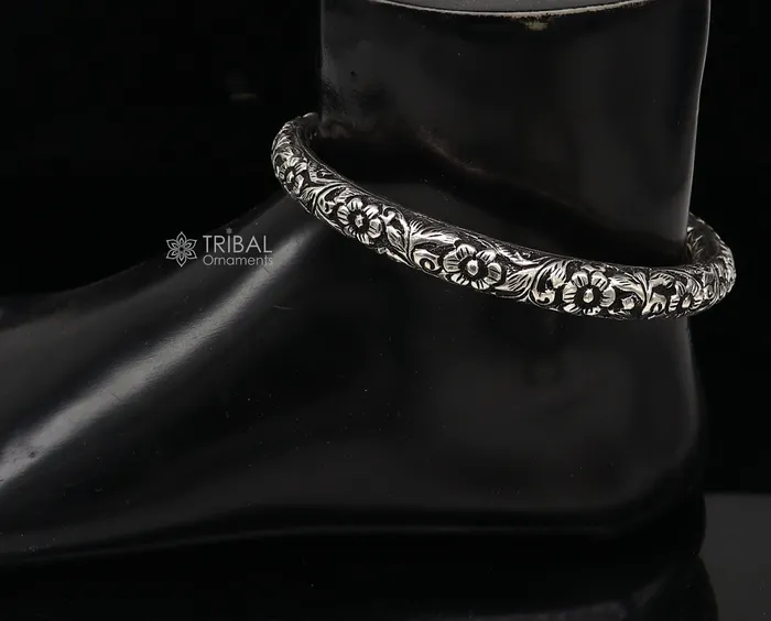 Bracelets TRIBAL ORNAMENTS 925 sterling silver Vintage antique design handmade gorgeous oxidized foot kada ankle bracelet tribal ethnic silver jewelry nsfk99 Bracelets TRIBAL ORNAMENTS 925 sterling silver Vintage antique design handmade gorgeous oxidized foot kada ankle bracelet tribal ethnic silver jewelry nsfk99