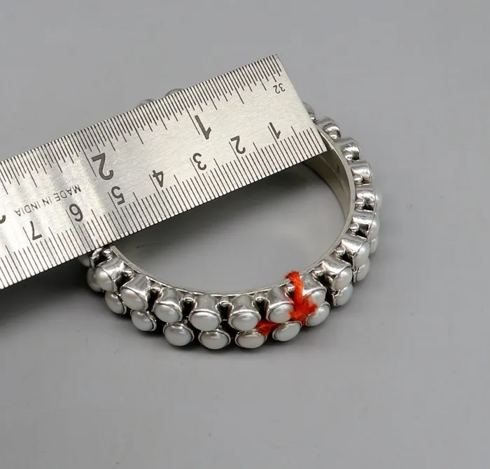 Bracelets TRIBAL ORNAMENTS Excellent designer 925 sterling silver pearl bangle bracelet fabulous oxidized customized brides gifting pearl bangle bracelet ba103