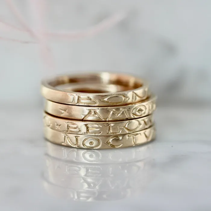 Carpe Noctum Engraved Gold Band 12th House Jewelry Rings