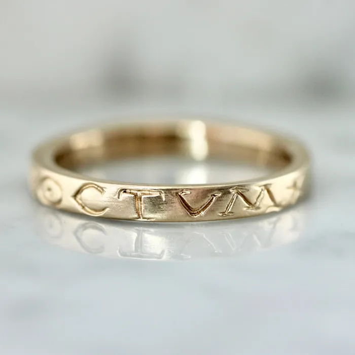 Carpe Noctum Engraved Gold Band 12th House Jewelry Rings