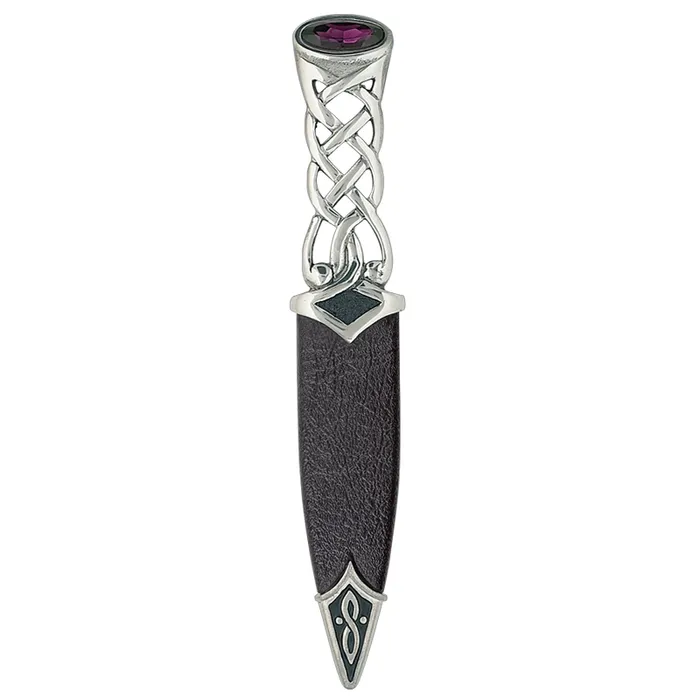 Charles Buyers Tay Polished Pewter Sgian Dubh With Stone Top Necklaces