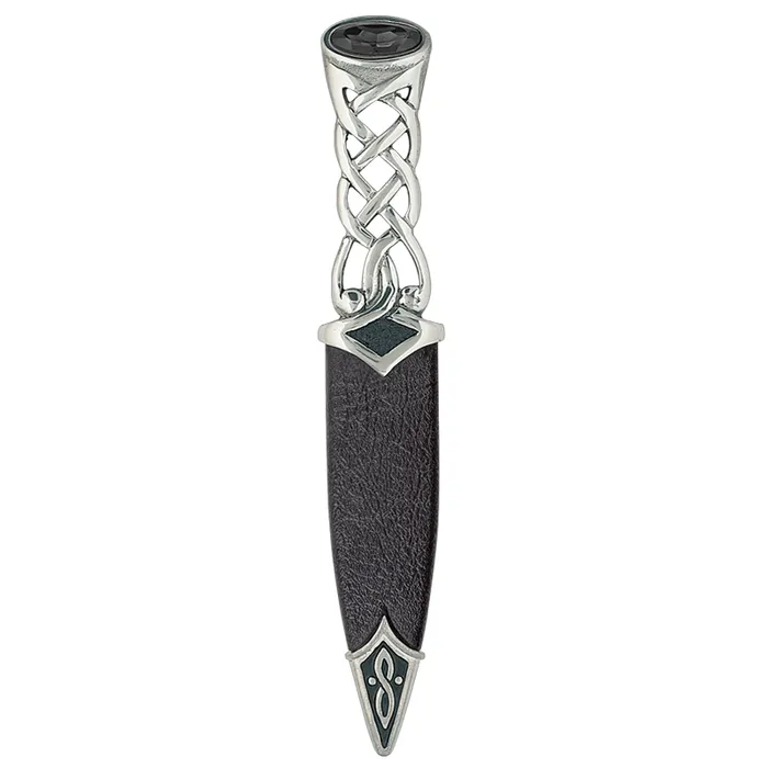 Charles Buyers Tay Polished Pewter Sgian Dubh With Stone Top Necklaces