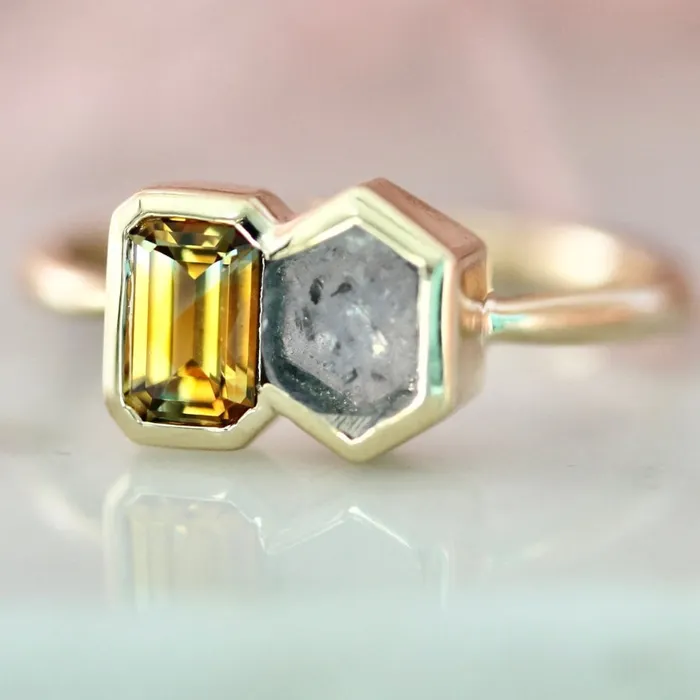 Common Rite Supply Rings Mulder Scully OrangeBlue Emerald Cut Montana Sapphire Ring