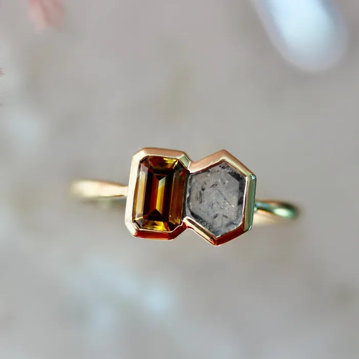 Common Rite Supply Rings Mulder Scully OrangeBlue Emerald Cut Montana Sapphire Ring
