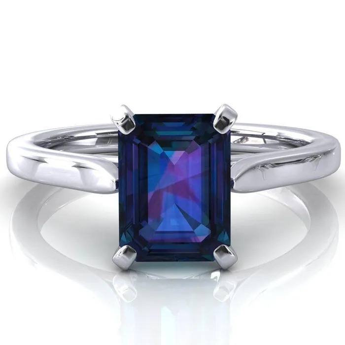 Darci Emerald Alexandrite 4 Prong Cathedral Solitaire Engagement Ring Fire Brilliance Rings Darci Emerald Alexandrite 4 Prong Cathedral Solitaire Engagement Ring Fire Brilliance Rings