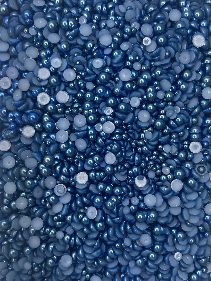 Dark Blue Pearl Flatback Mixed Rhinestones Set30 grams Twisted Moon Jewelry Rings