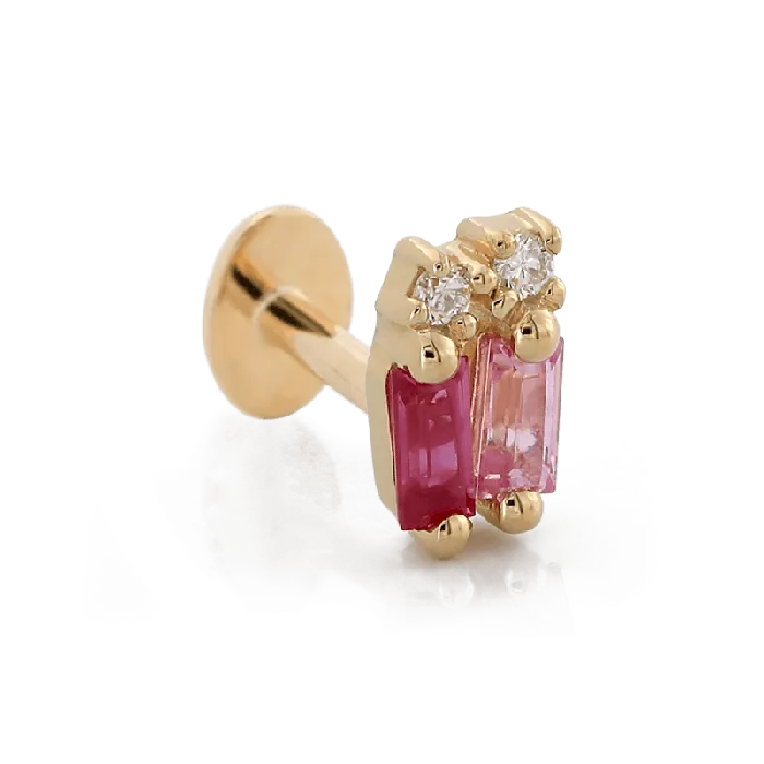 Double Stack Baguette Gemstones Pink Sapphires Suzanne Kalan Earrings