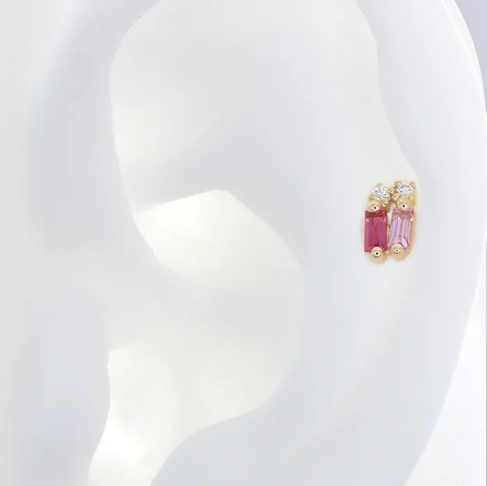 Double Stack Baguette Gemstones Pink Sapphires Suzanne Kalan Earrings
