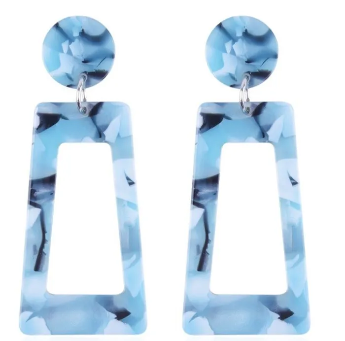 E104 Blue Rectangle Acrylic Earrings polly Earrings