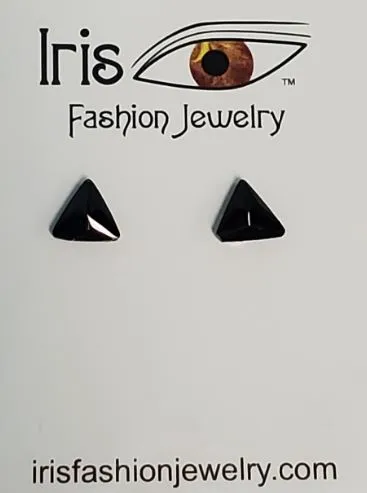 E1115 Black Triangle Gemstone Magnetic Earrings polly Earrings