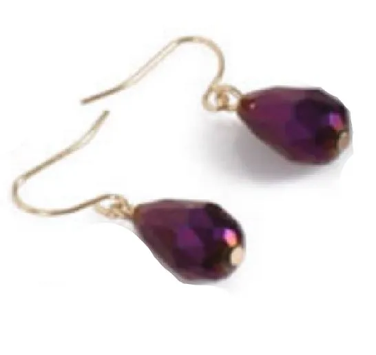E313 Purple Iridescent Gemstone Dangle Earrings POLLY Earrings