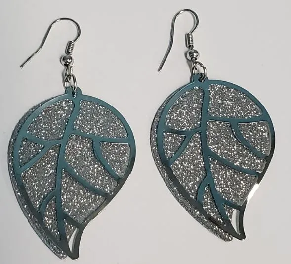 E74 Silver Glitter Metal Circle Earrings POLLY Earrings