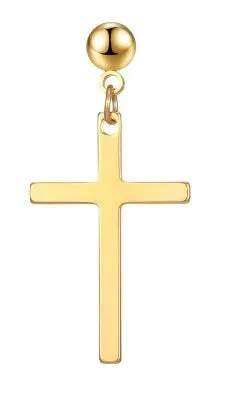 Earrings 01 AZ751 Gold Color Cross SINGLE Earring
