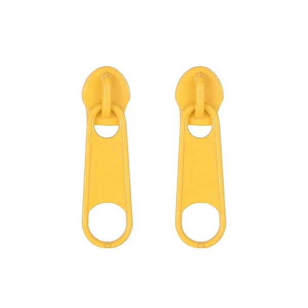 Earrings 01 E958 Golden Yellow Metal Zipper Earrings