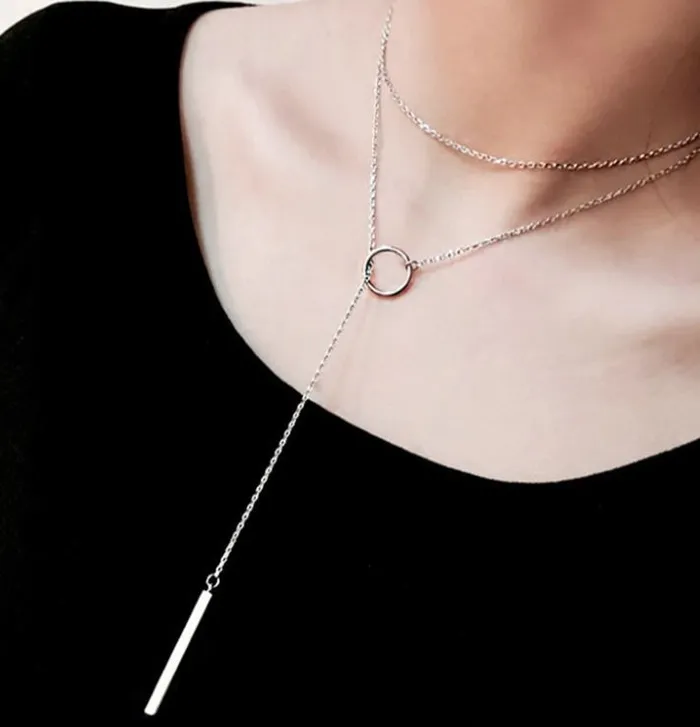 Earrings 01 N1416 Silver Adjustable Hoop Dangle Necklace with Free Earrings