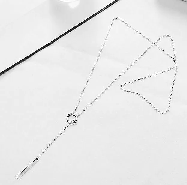 Earrings 01 N1416 Silver Adjustable Hoop Dangle Necklace with Free Earrings