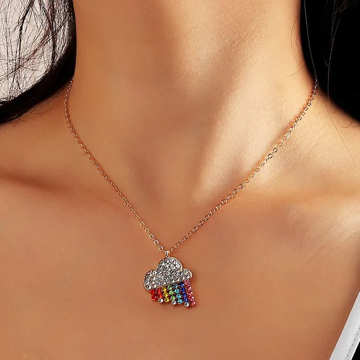 Earrings 01 N1884 Gold Cloud Multi Color Rain Drops Necklace FREE Earrings