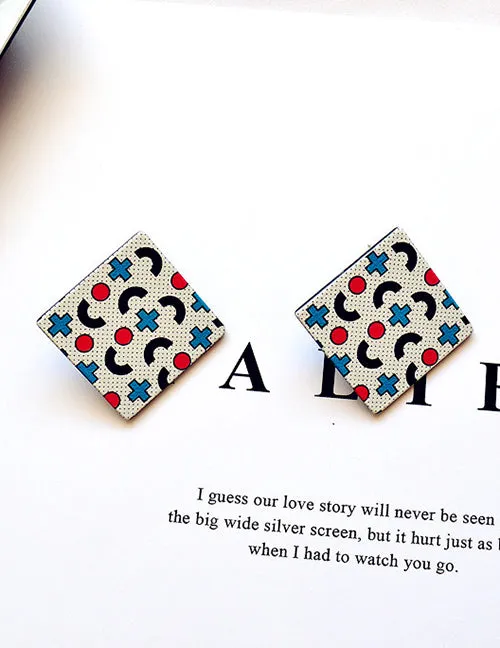 Earrings 02 E1811 Acrylic Square Retro Design Earrings