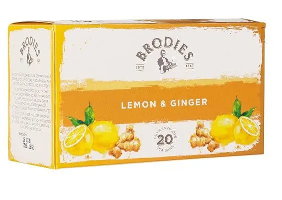 Earrings Brodies Lemon Ginger Tag Envelope Tea Bags 20s Brodies
