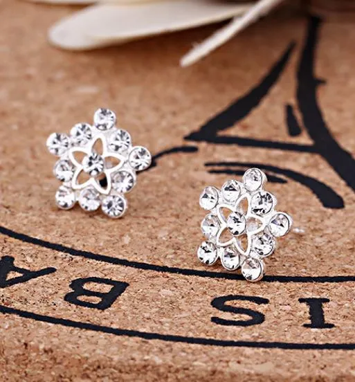 Earrings E258 Silver Rhinestone Star Earrings polly