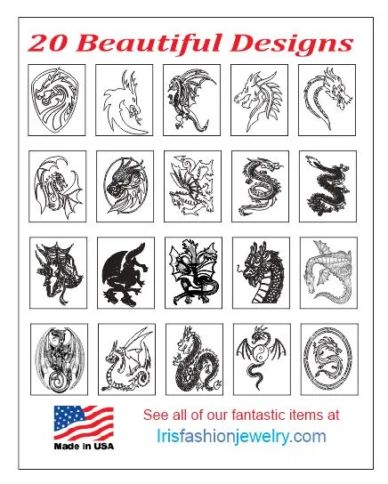 Earrings Iris Fashion Jewelry AB05 Dragons Coloring Book