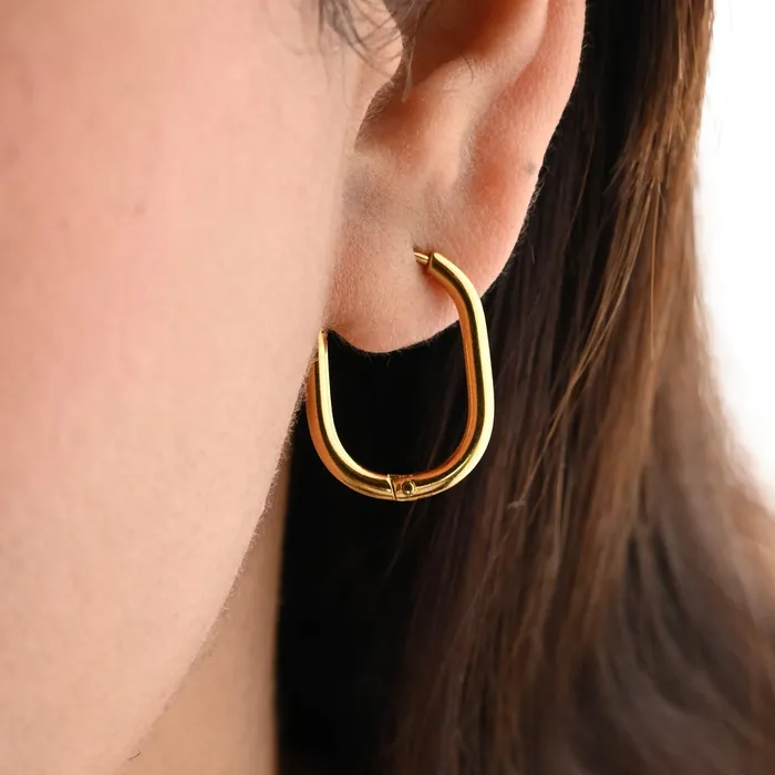 Earrings Jewelvers 18K GoldFilled Oval Link Hoop Earrings for Women Earrings Jewelvers 18K GoldFilled Oval Link Hoop Earrings for Women