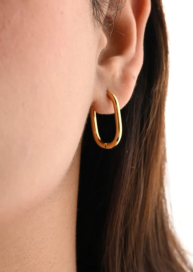Earrings Jewelvers 18K GoldFilled Oval Link Hoop Earrings for Women Earrings Jewelvers 18K GoldFilled Oval Link Hoop Earrings for Women