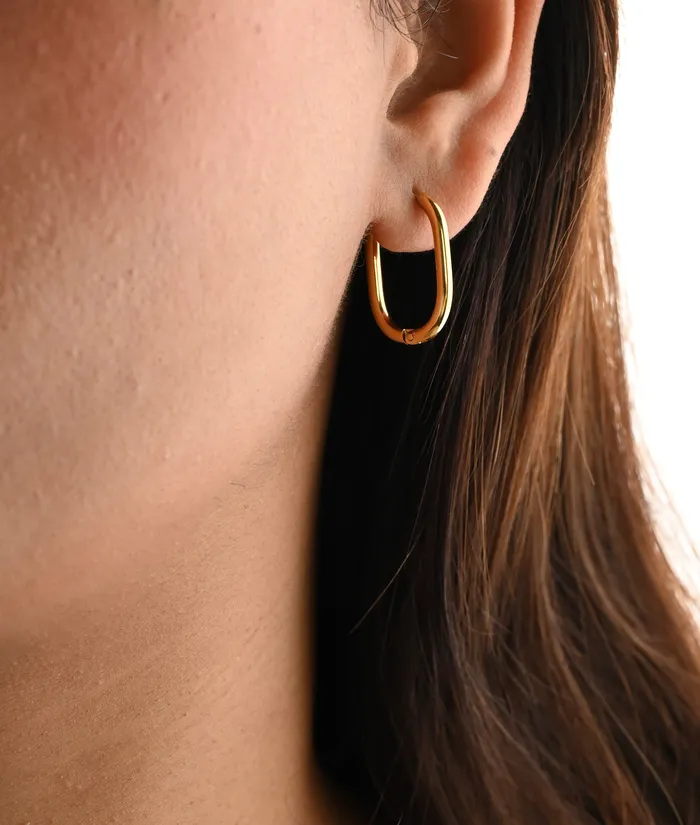 Earrings Jewelvers 18K GoldFilled Oval Link Hoop Earrings for Women Earrings Jewelvers 18K GoldFilled Oval Link Hoop Earrings for Women