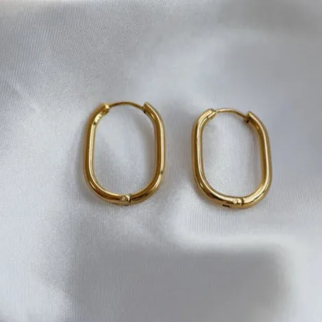 Earrings Jewelvers 18K GoldFilled Oval Link Hoop Earrings for Women Earrings Jewelvers 18K GoldFilled Oval Link Hoop Earrings for Women