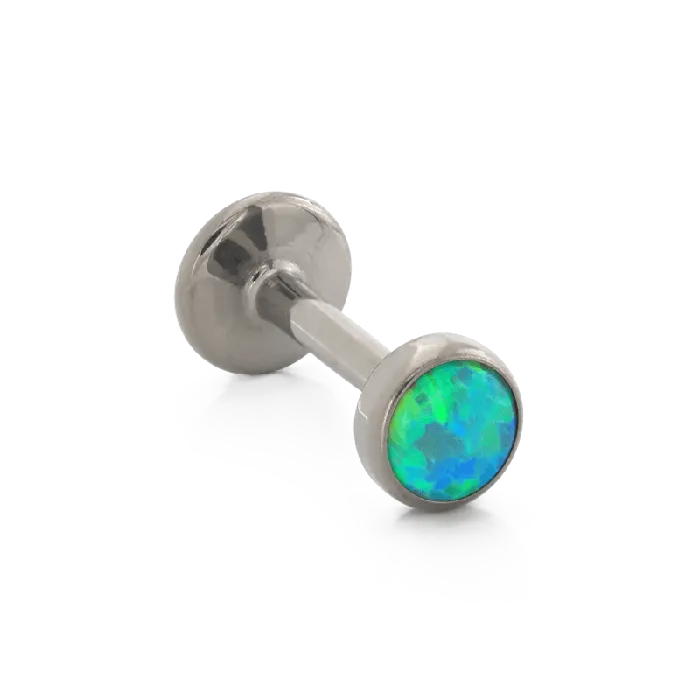 Earrings NeoMetal Inc Cabochon Lime Opal