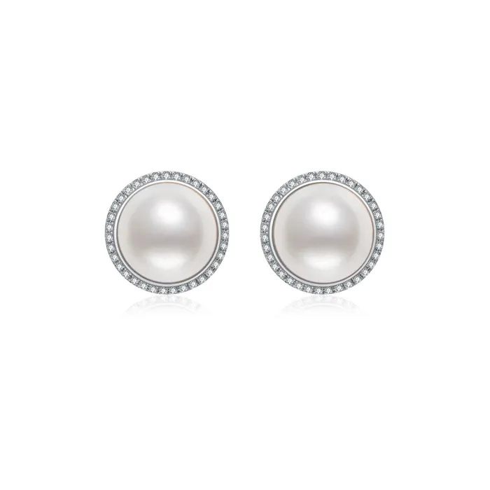 Earrings Pearly Lustre 18K Diamond Edison Mabe Pearl Earrings KE00122 Si Dian Jin Earrings Pearly Lustre 18K Diamond Edison Mabe Pearl Earrings KE00122 Si Dian Jin