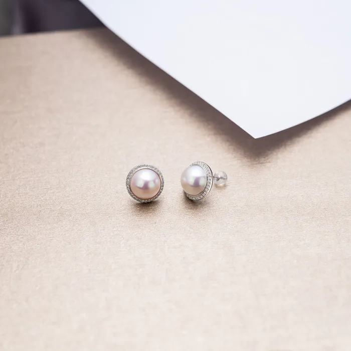 Earrings Pearly Lustre 18K Diamond Edison Mabe Pearl Earrings KE00122 Si Dian Jin