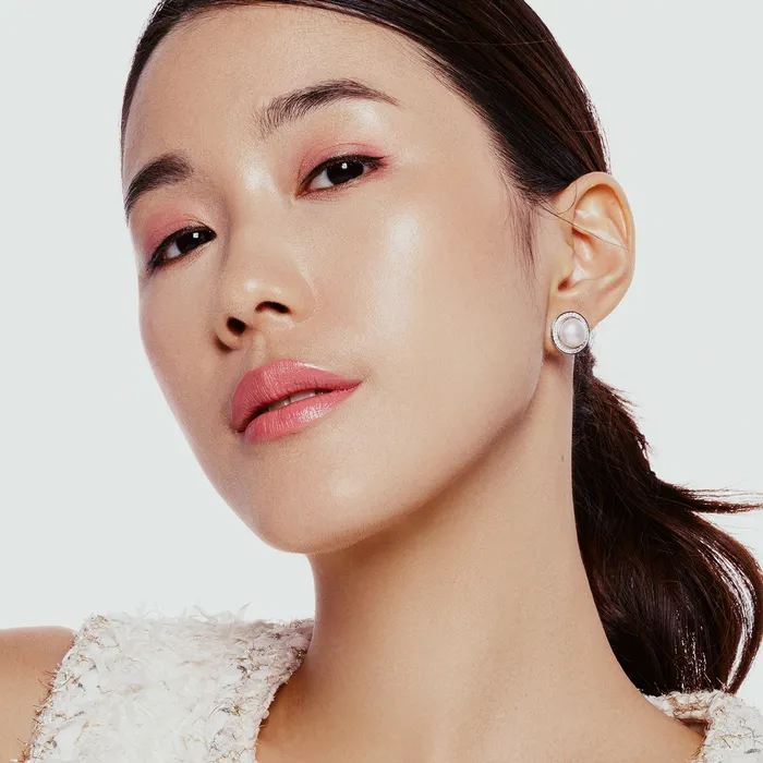 Earrings Pearly Lustre 18K Diamond Edison Mabe Pearl Earrings KE00122 Si Dian Jin