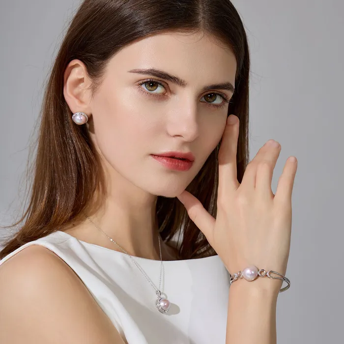 Earrings Pearly Lustre 18K Diamond Edison Mabe Pearl Earrings KE00122 Si Dian Jin