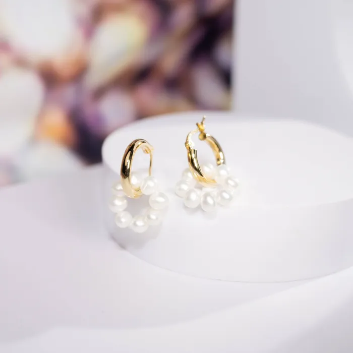 Earrings Pearly Lustre 18K Solid Gold New Yorker Freshwater Pearl Earrings KE00034