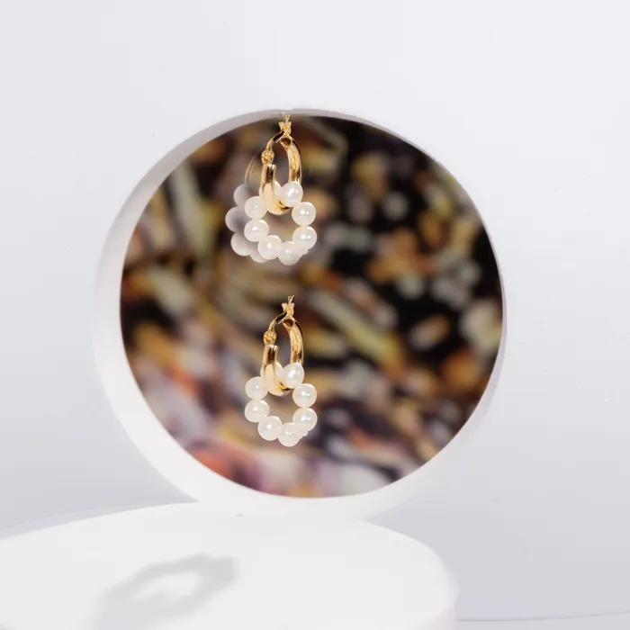 Earrings Pearly Lustre 18K Solid Gold New Yorker Freshwater Pearl Earrings KE00034